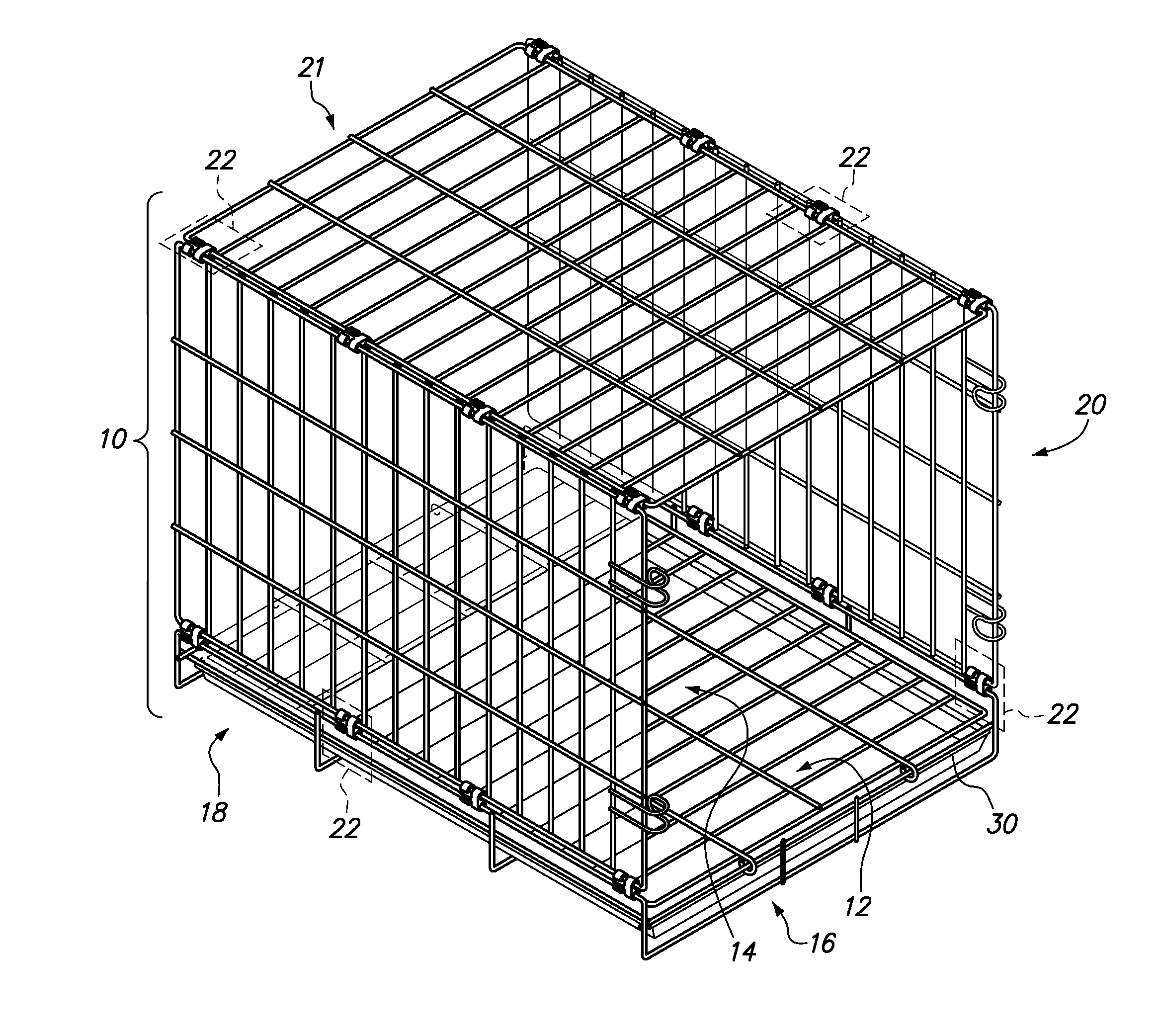 Pet enclosure with dual axes swivel connector
