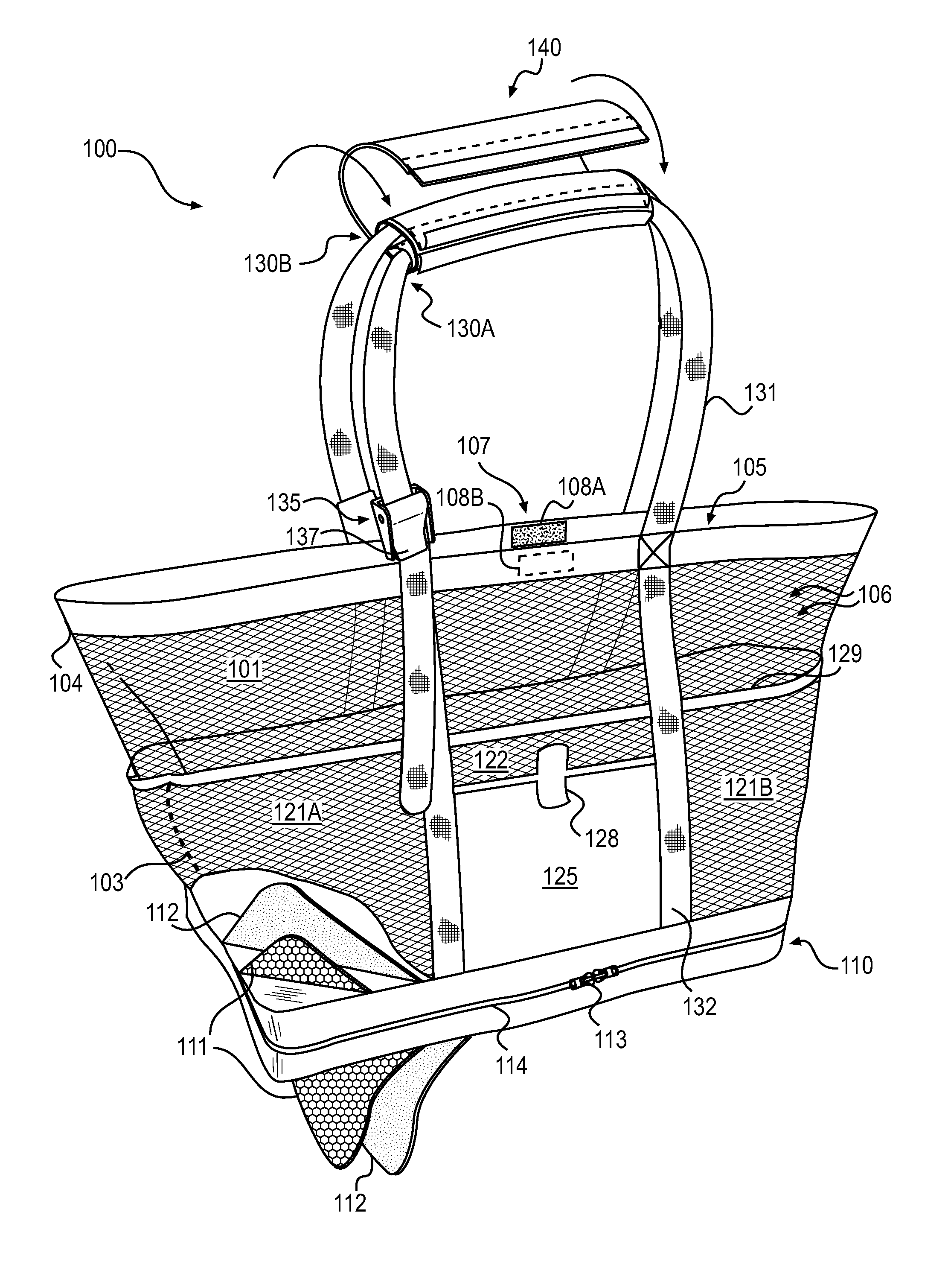 Self-supporting bag with insulated compartment