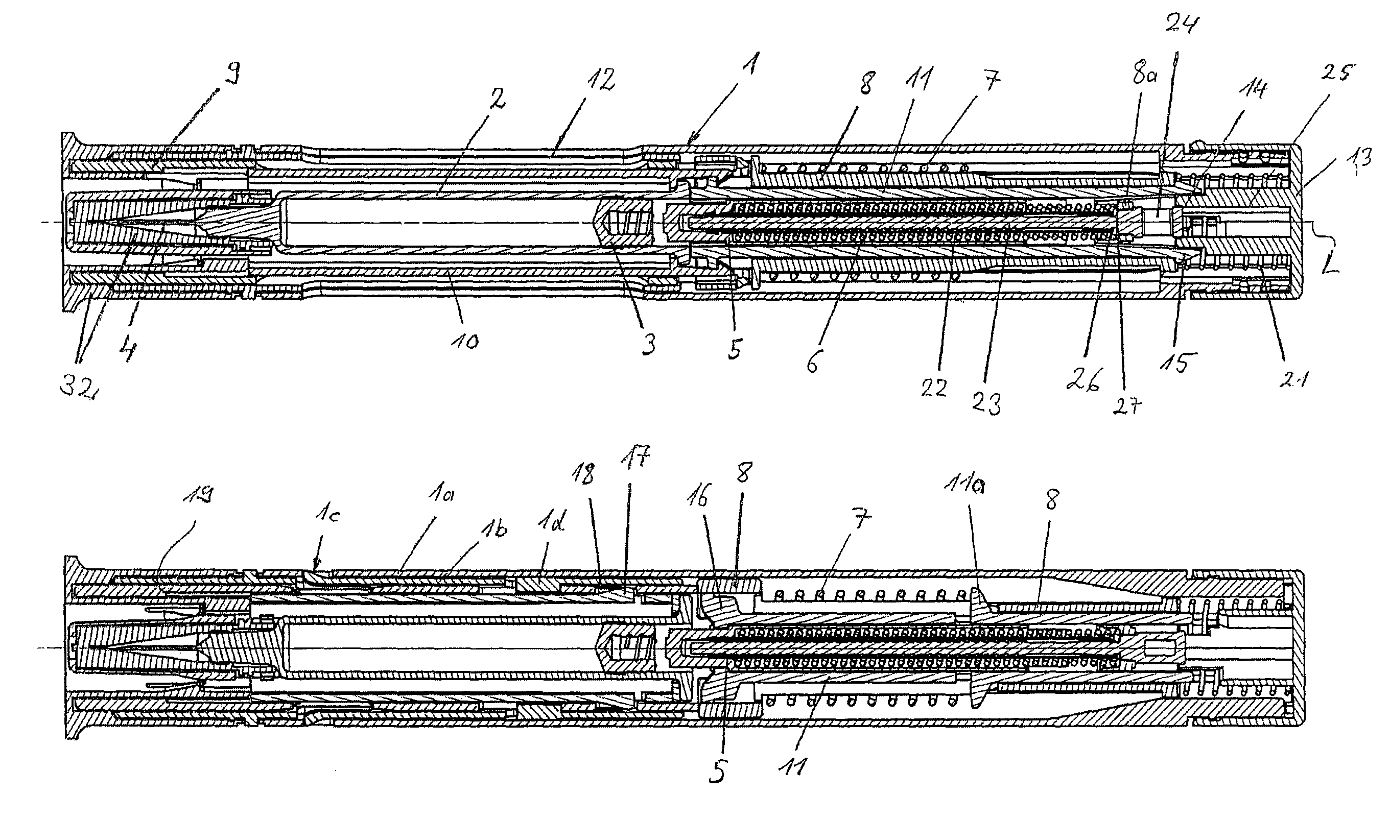Injection device with controlled needle retraction