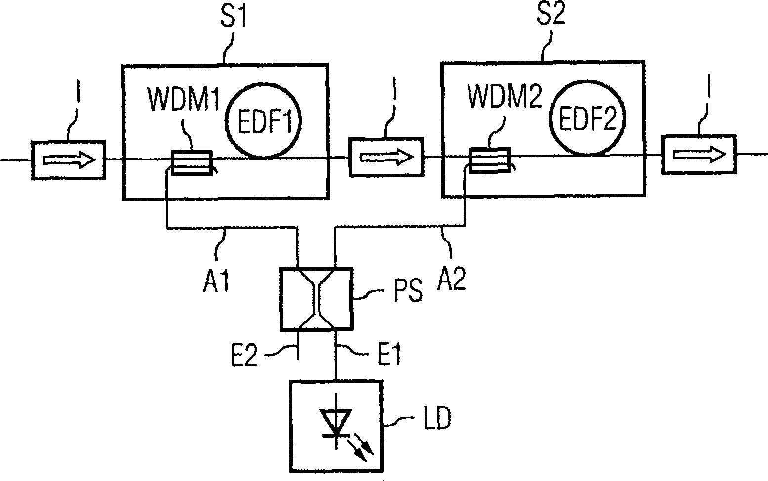 Multistage fibre amplifier and method for adapting a pump power of a multistage fibre amplifier
