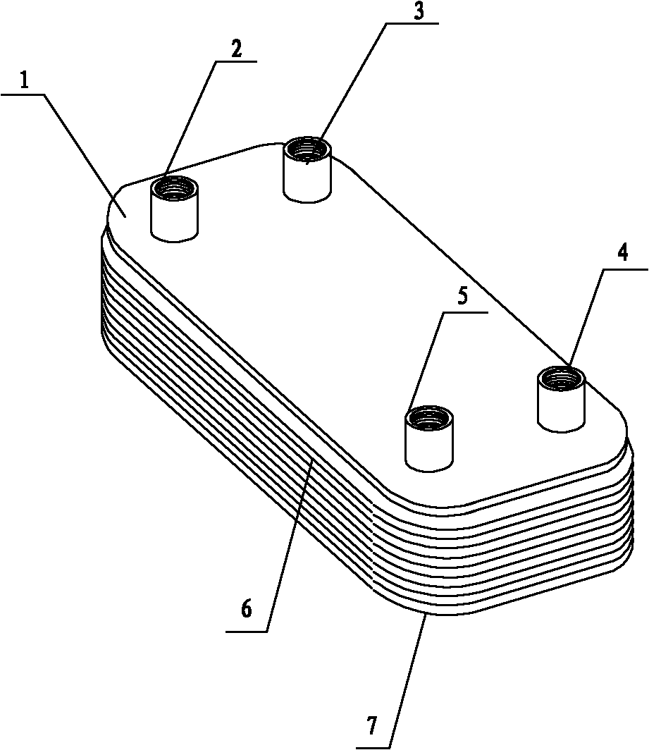 Laminated board fin structured heat exchanger with medium equipartition device