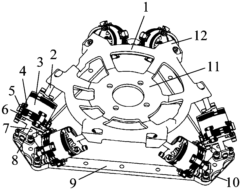 Combined bracket of vibration isolation and hinge-like buffer for satellite flywheel