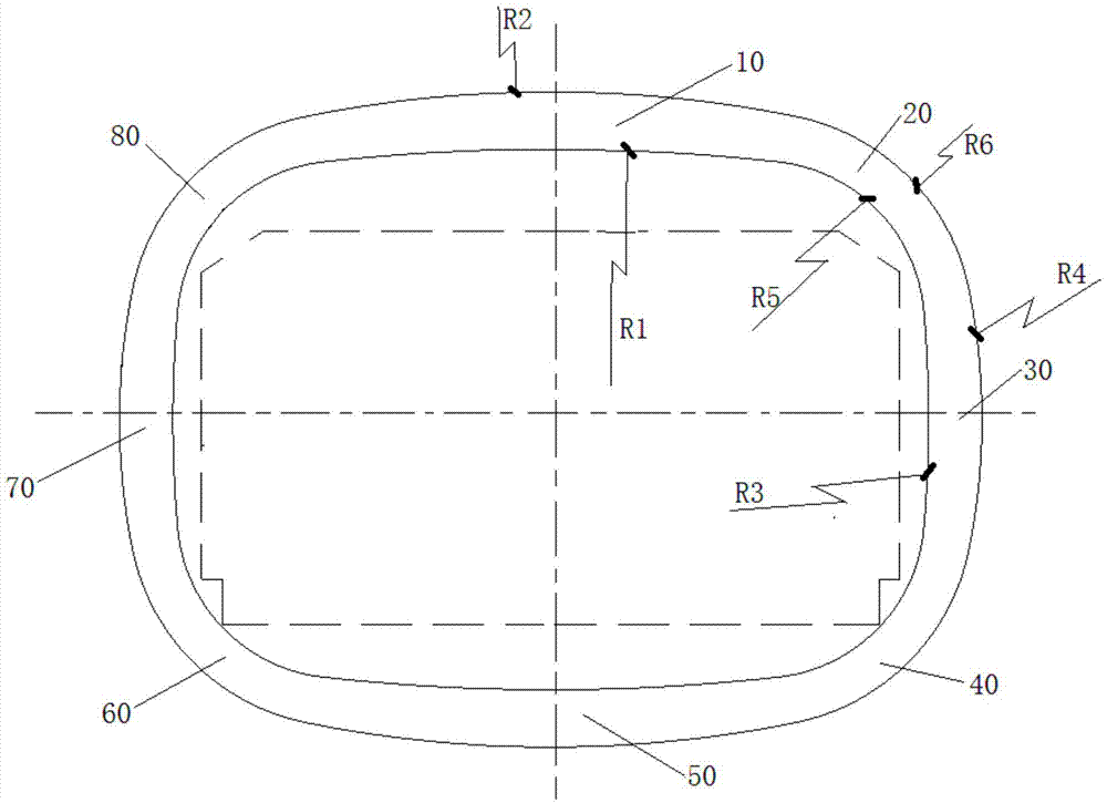 Cross section structure for rectangular shield tunnel