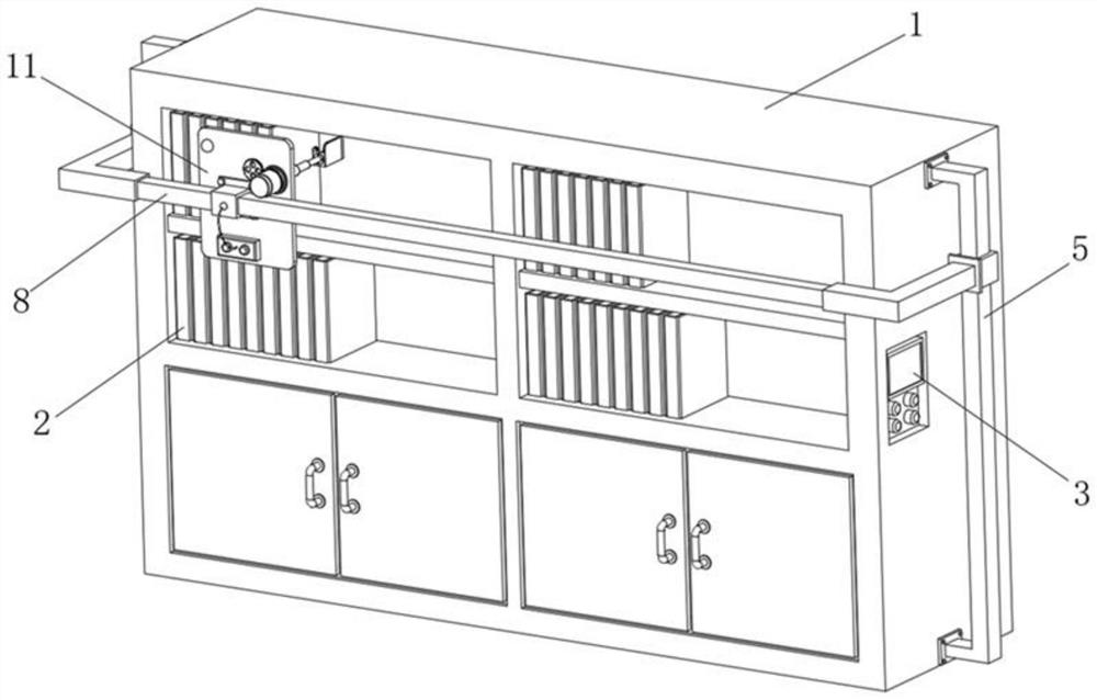 An intelligent bookshelf with a book organizing mechanism