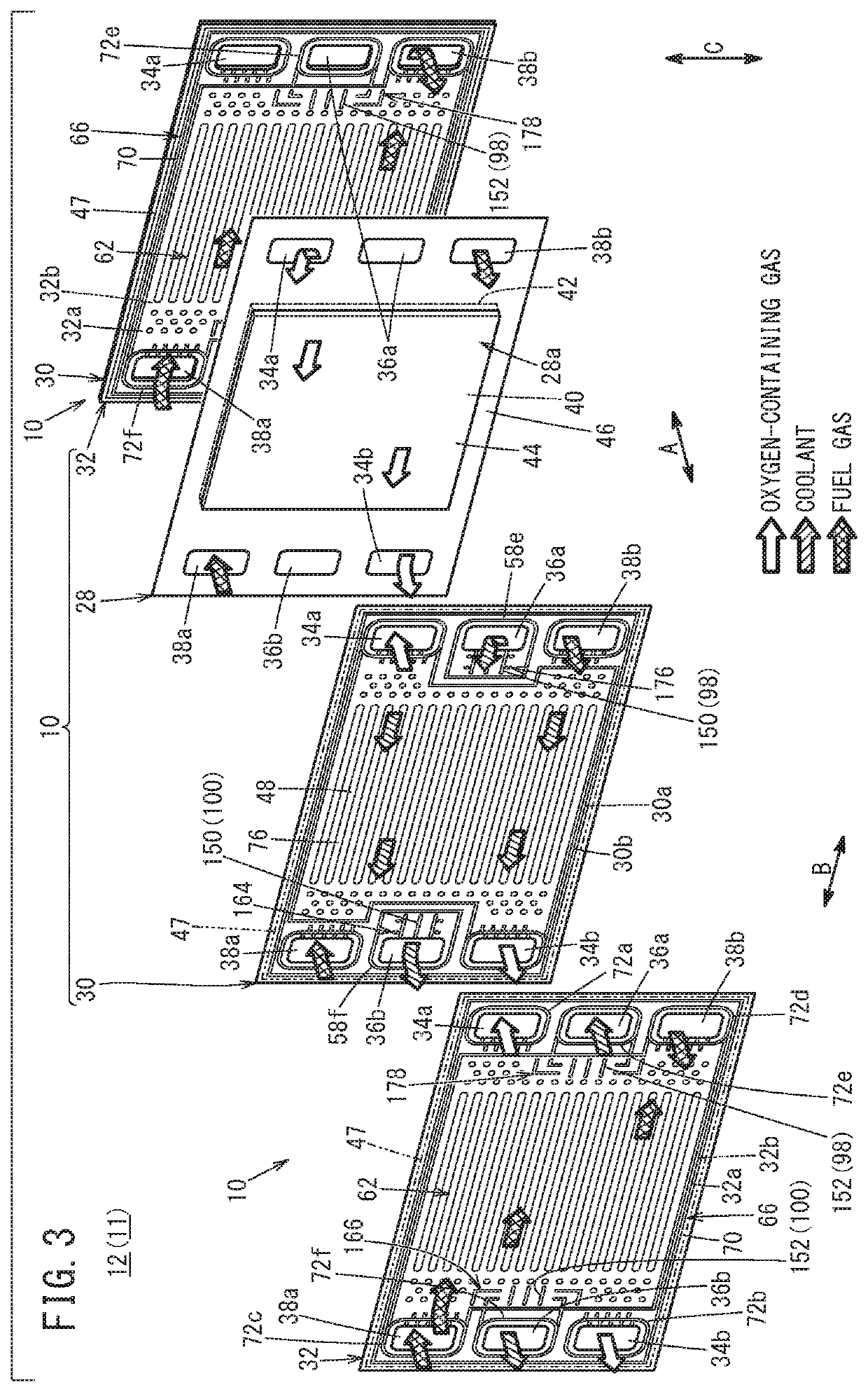 Fuel cell separator member and fuel cell stack