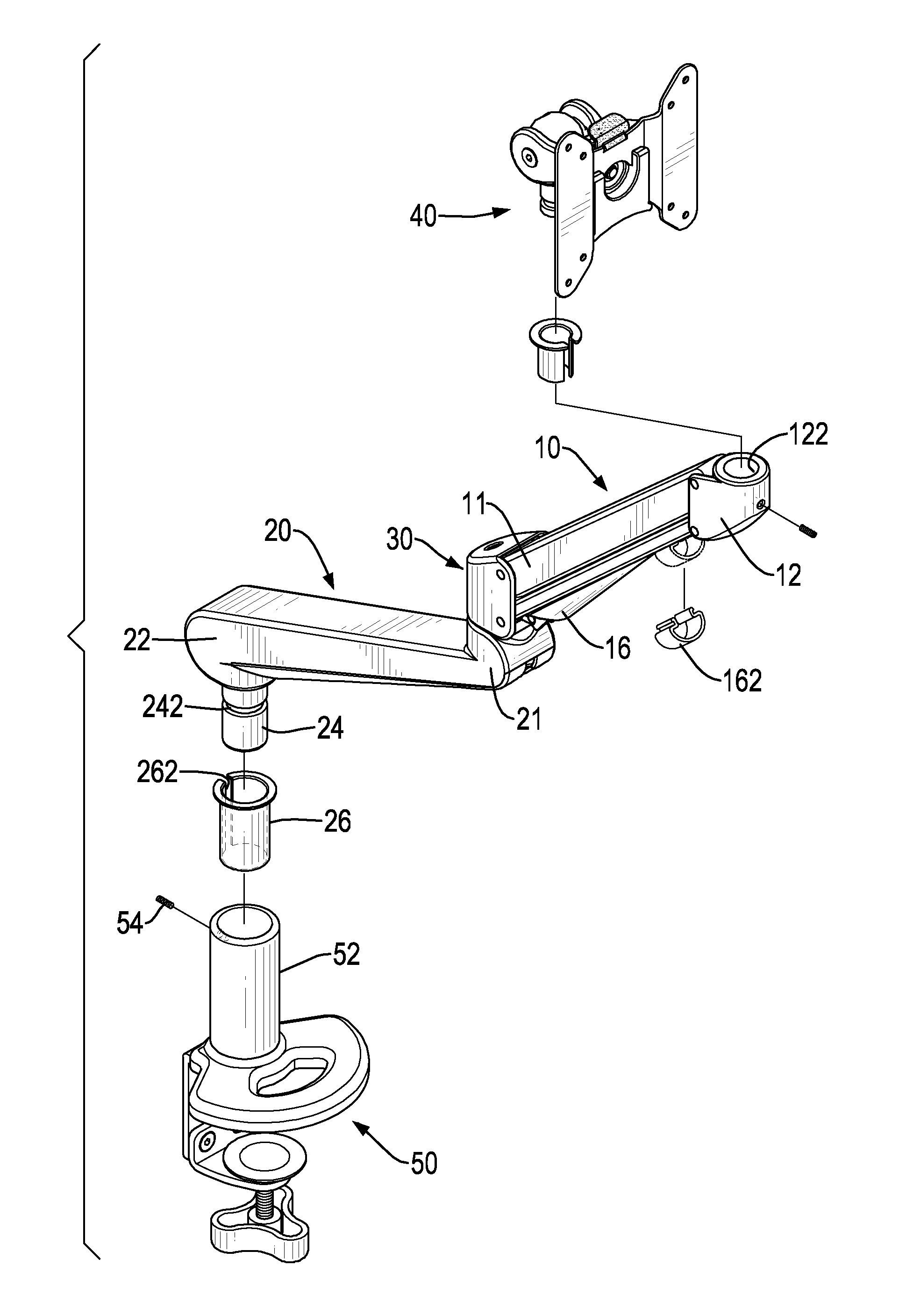 Supporting arm assembly for a display