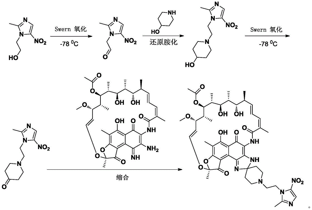 Preparation method of rifamycin-nitroiminazole coupled molecule