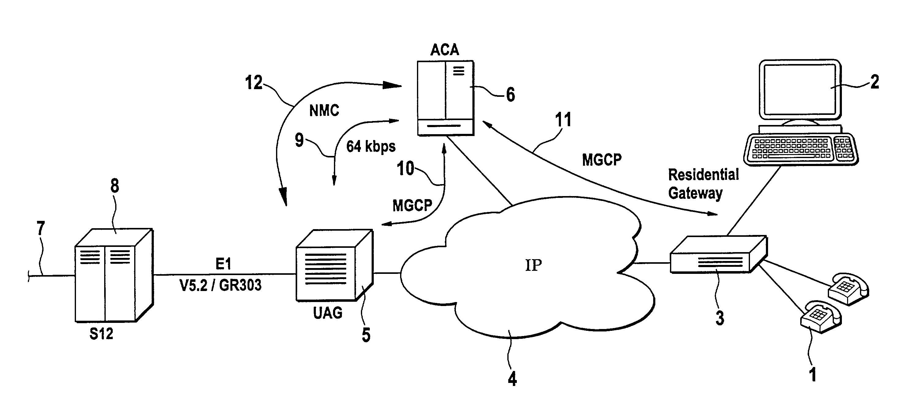 Method for transferring a call between a telecommunications network and a data network