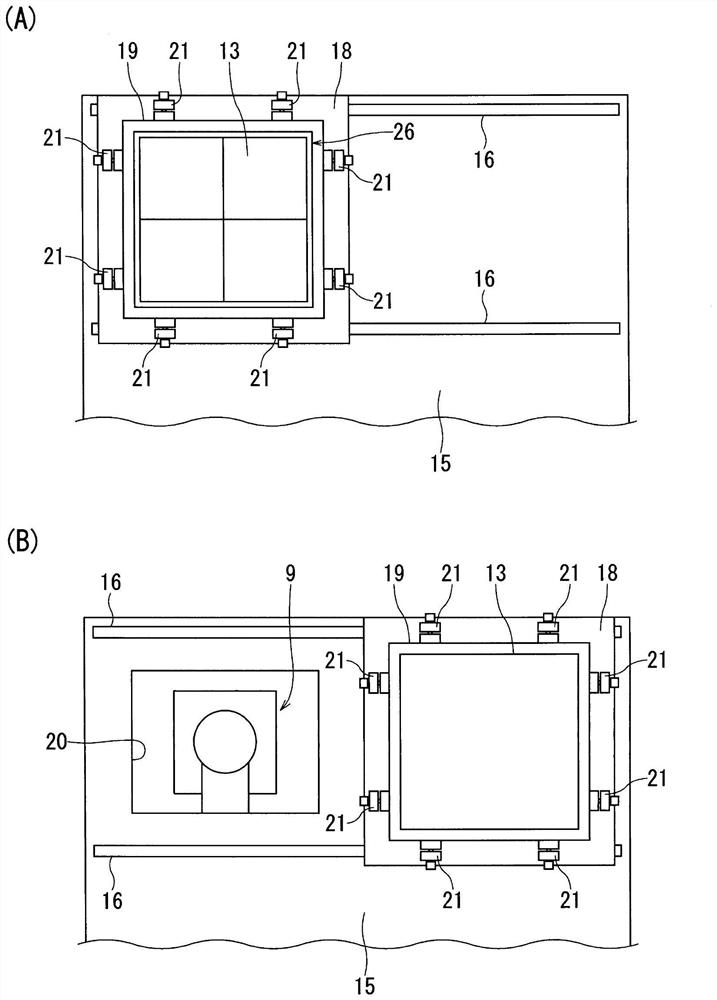 Device and method for adjusting position of flat panel detector and radiation therapy device