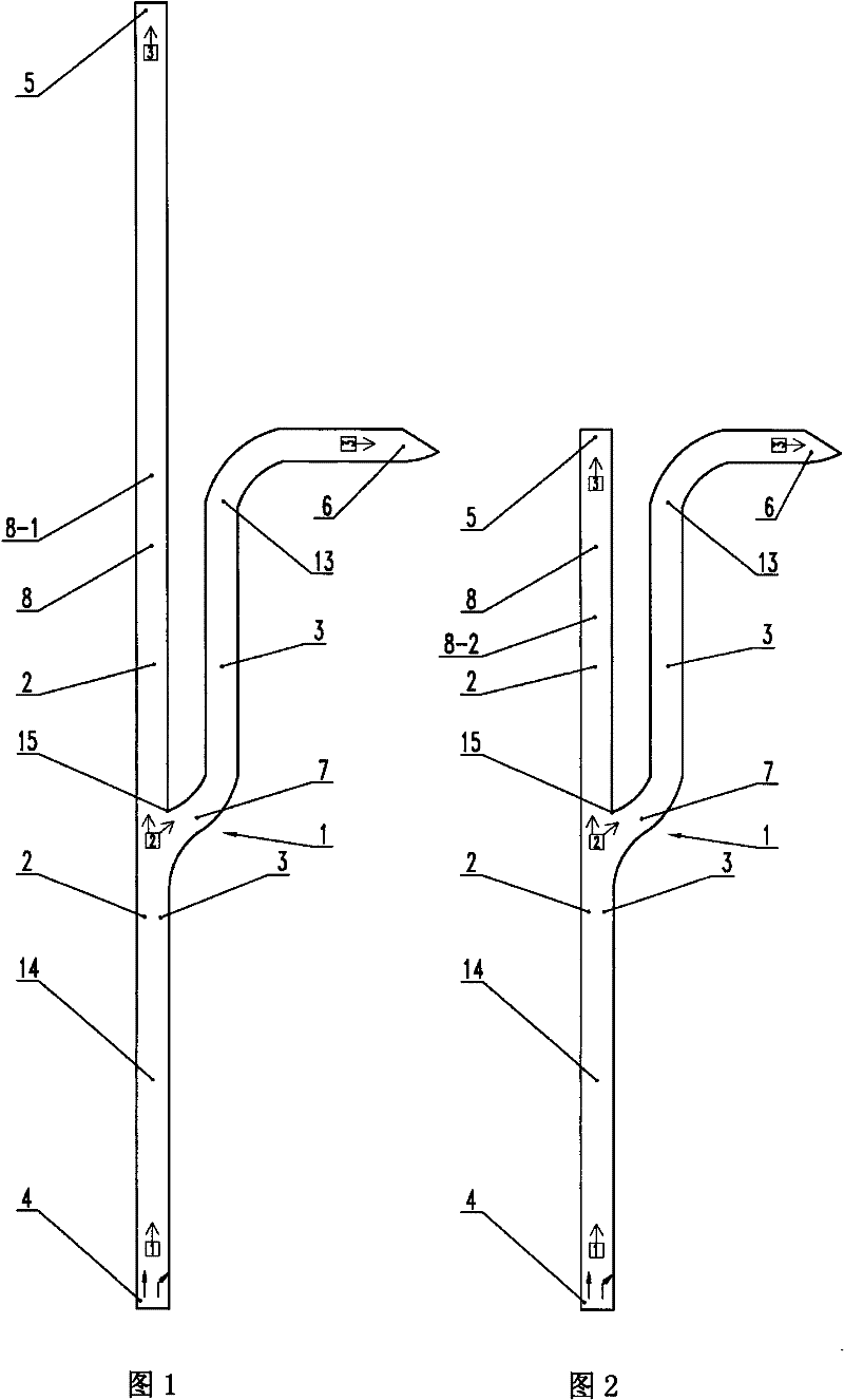 Combined bridge consisting of four independent left-handed long-short Y-shaped bifurcate bridges