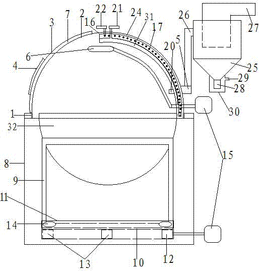 An automatic cooking device with closed oil suction fume