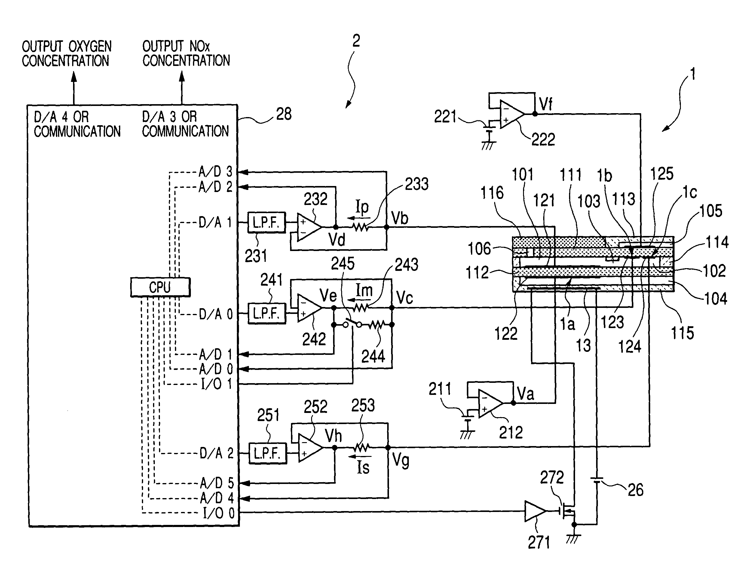 Abnormality detecting device for gas sensor