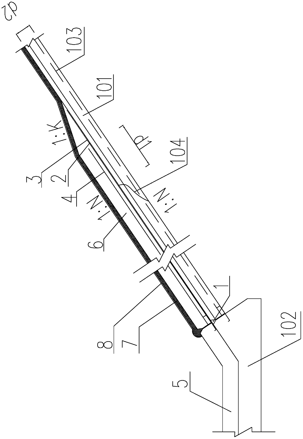 Repairing structure and construction method for bulging damage of concrete panels