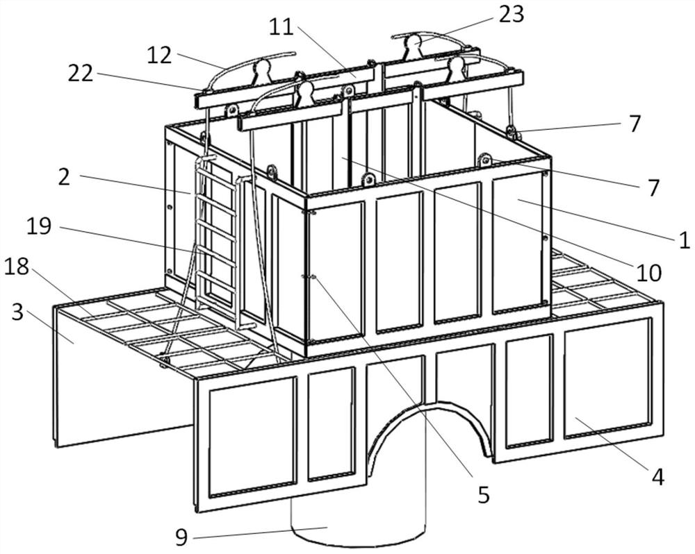 Fabricated watertight hanging box formwork for underwater cast-in-place concrete pile cap and construction method