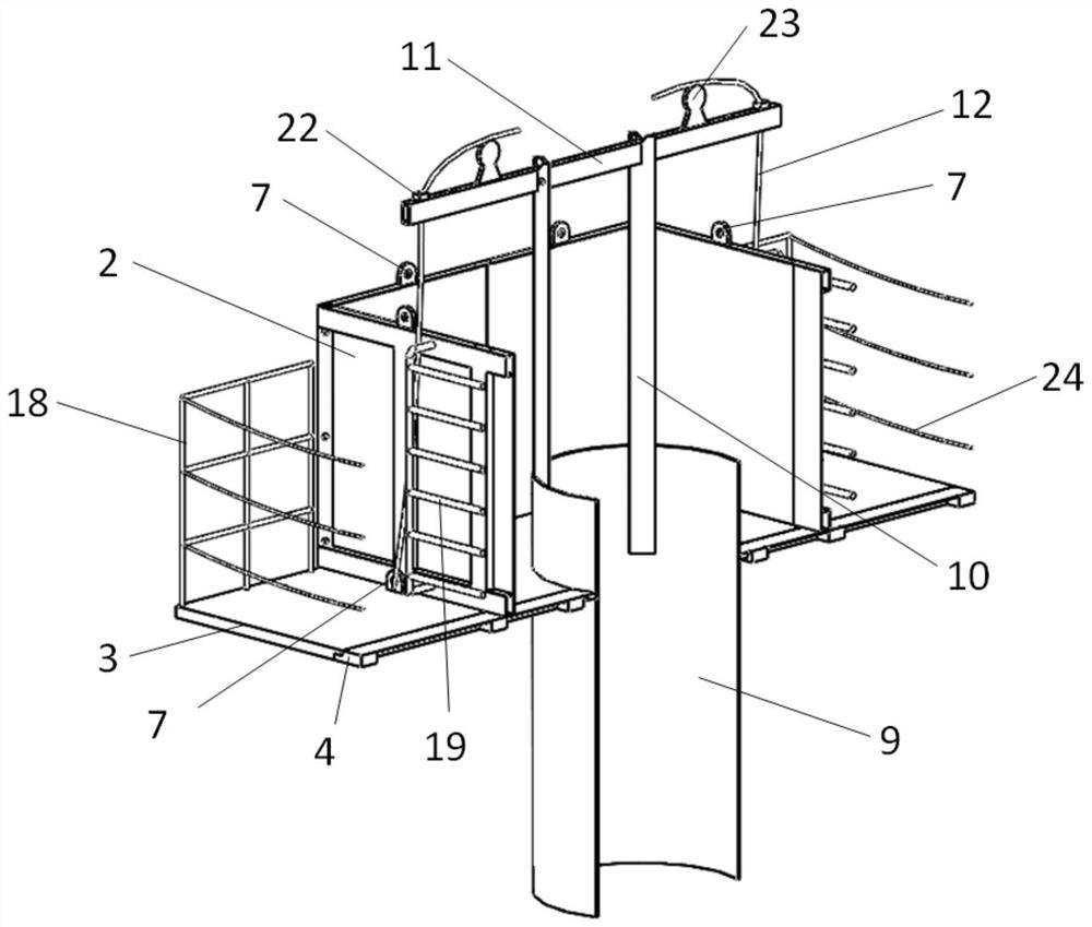 Fabricated watertight hanging box formwork for underwater cast-in-place concrete pile cap and construction method