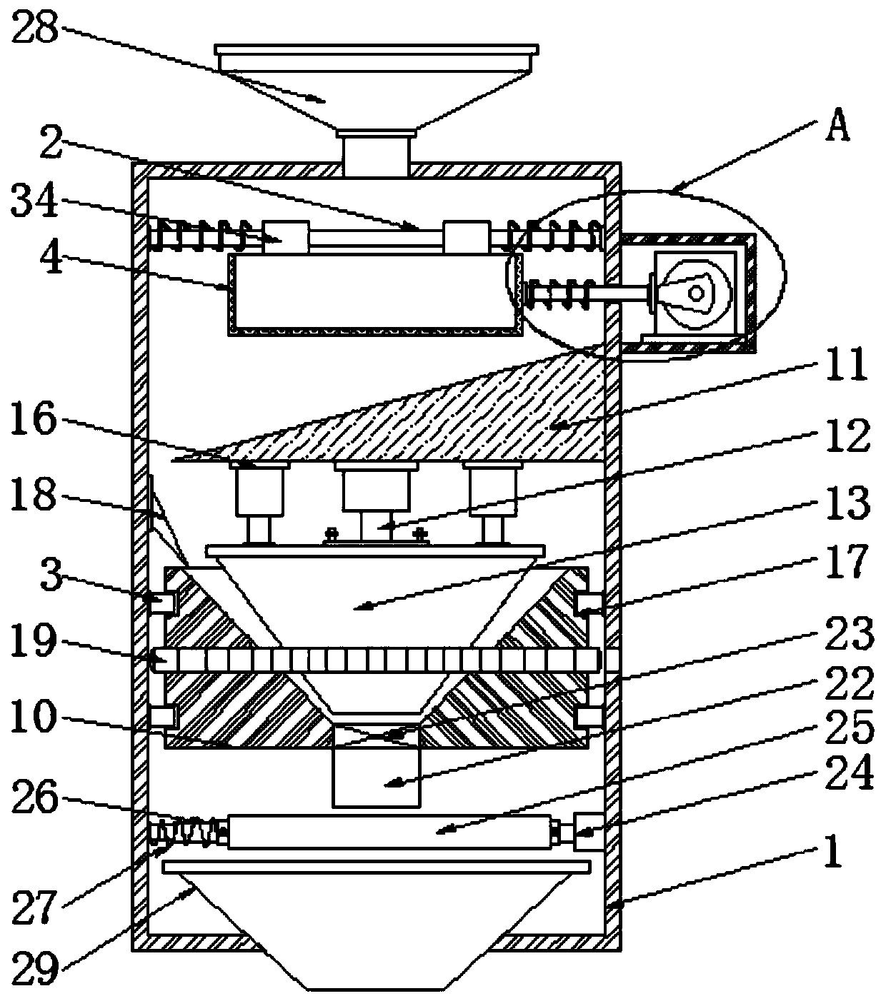 Integrated vertical type rice processing device and processing method thereof
