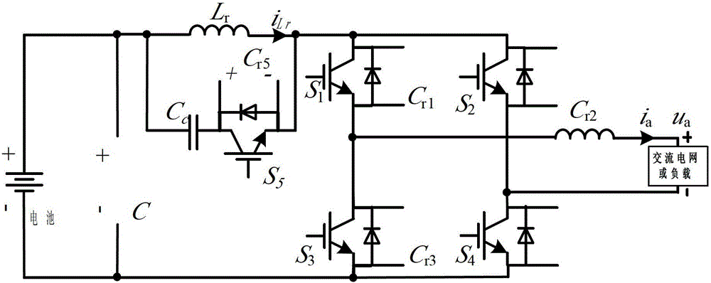 Low additional voltage zero voltage switching energy storage bridge inverter and modulation method