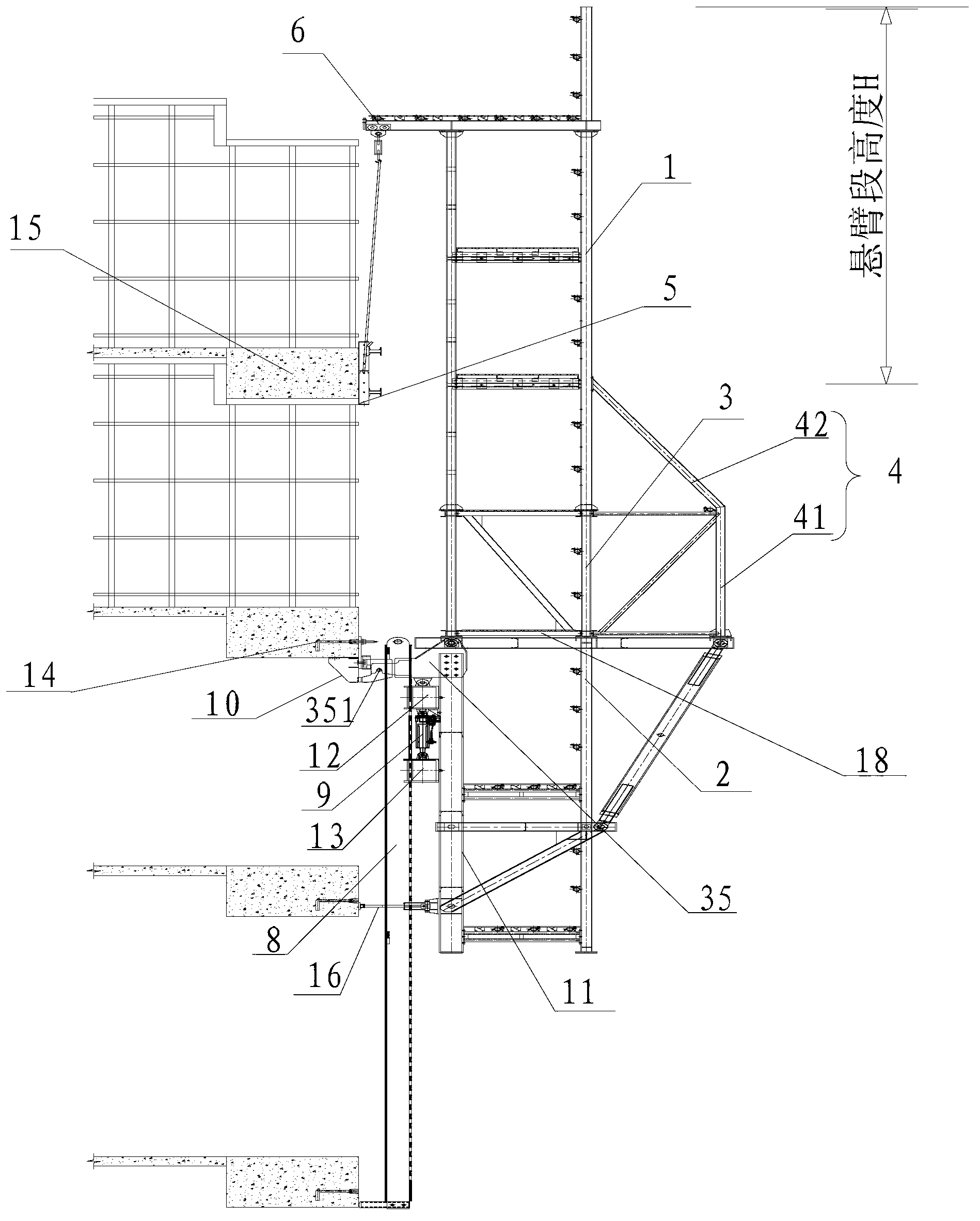 Bowstring truss type fully-enclosed hydraulic climbing formwork system and application method for same