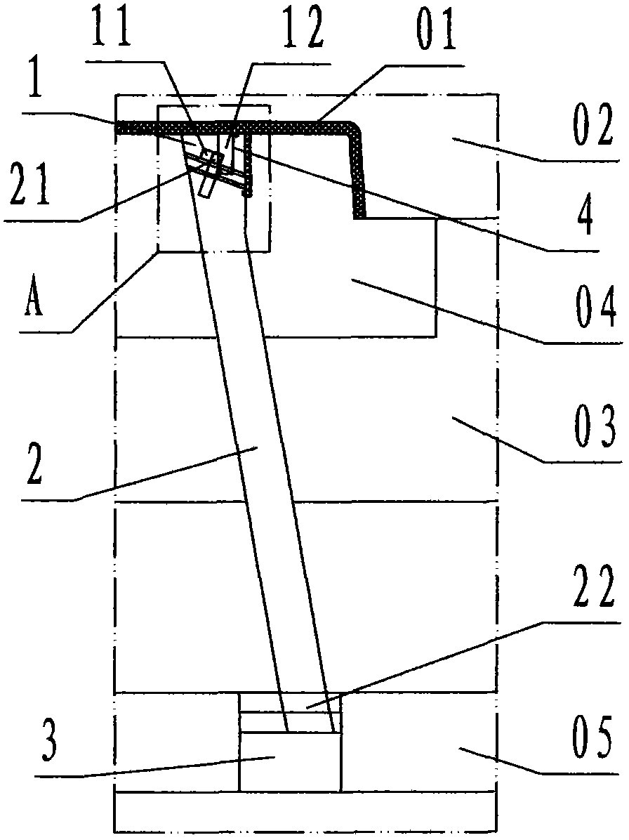 Lifting core-pulling device with angle-lift core block