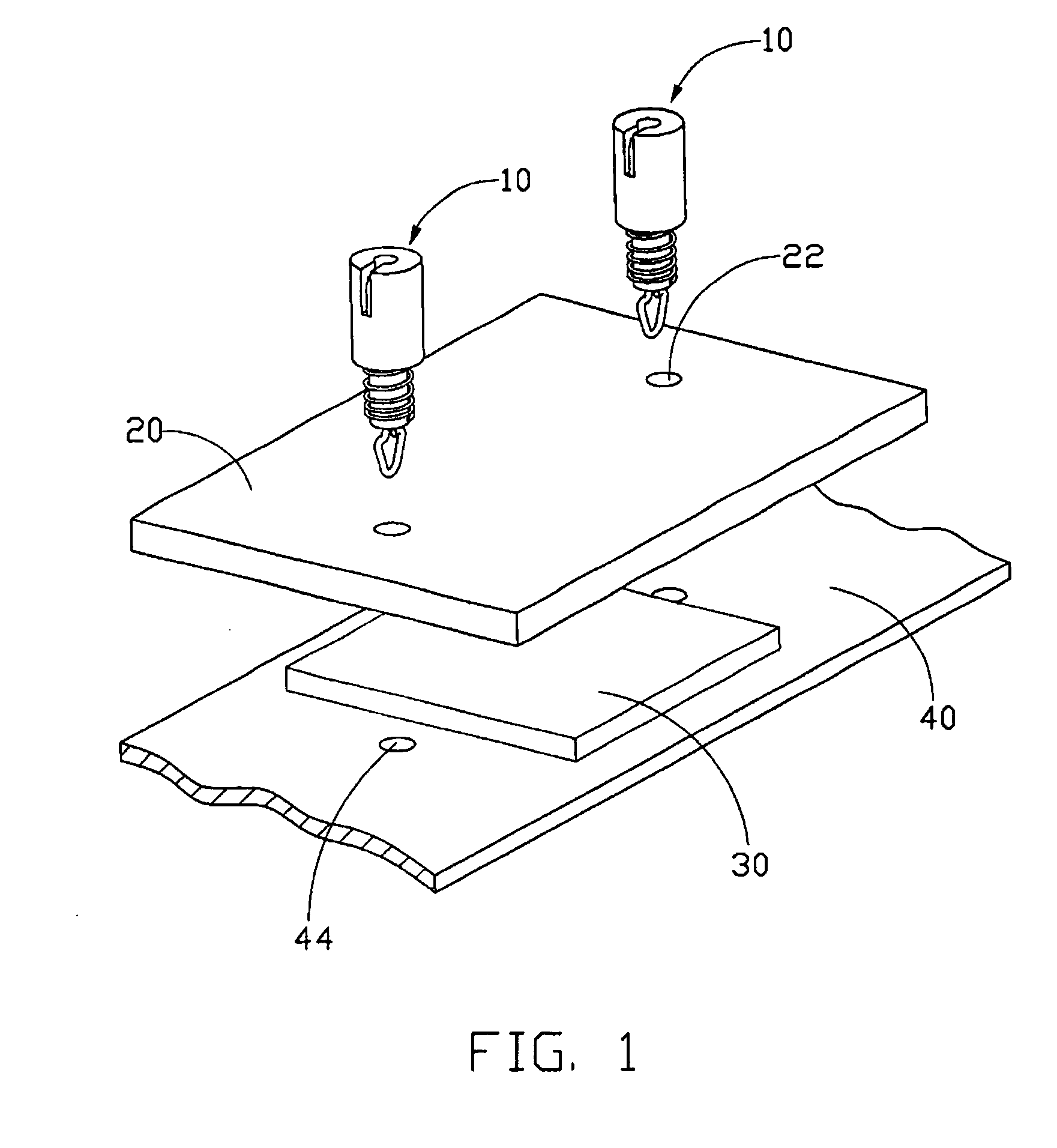 Fastener for mounting heat-radiator to electronic device