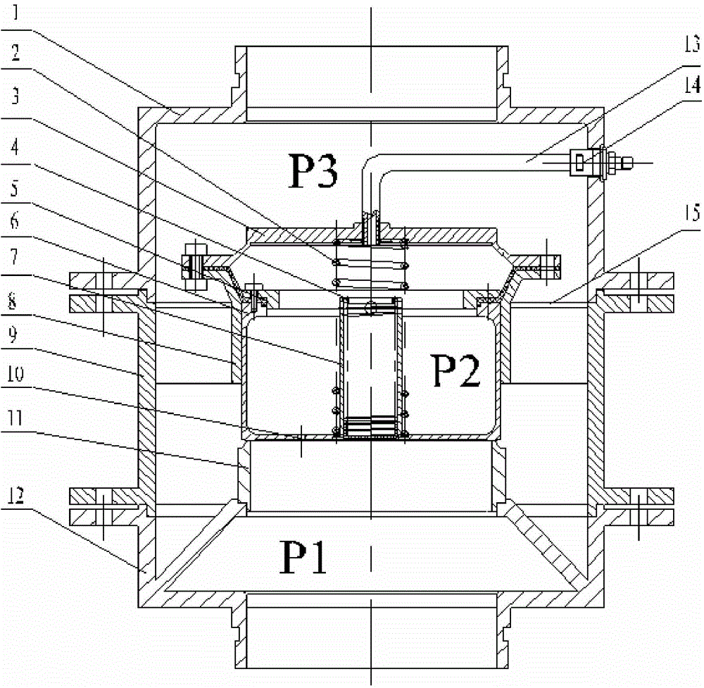 Pilot piston type stop valve adapted to perpendicular pipeline