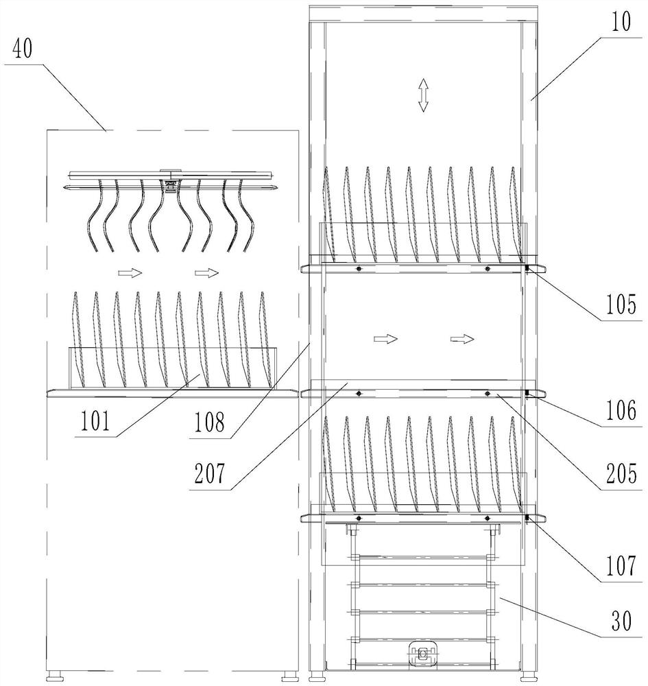 A bowl and basket storage device and cleaning system