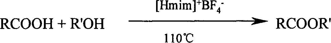 Method of esterifying in ion liquid [Hmim]+ BF4-