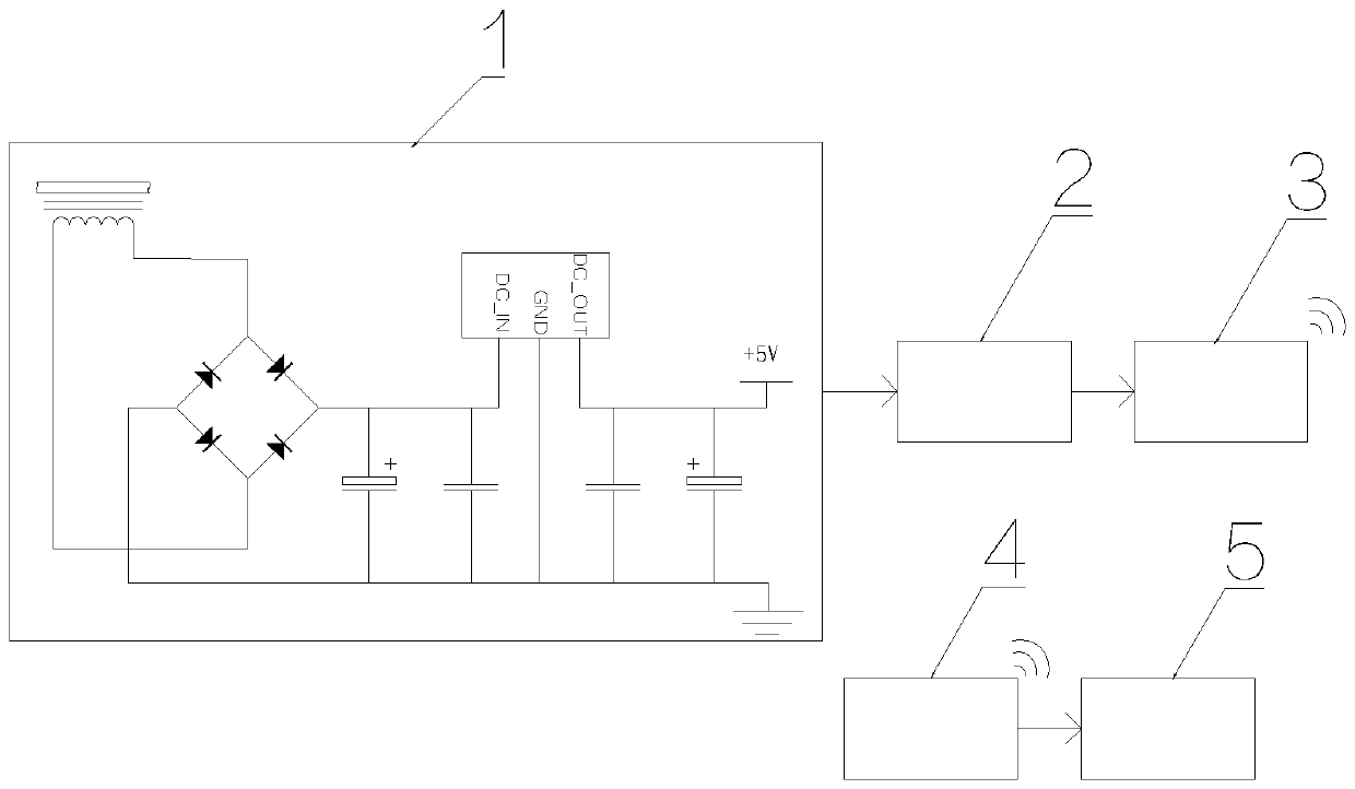 Transformer low-voltage conductive rod temperature-measuring device based on induction power-taking technology