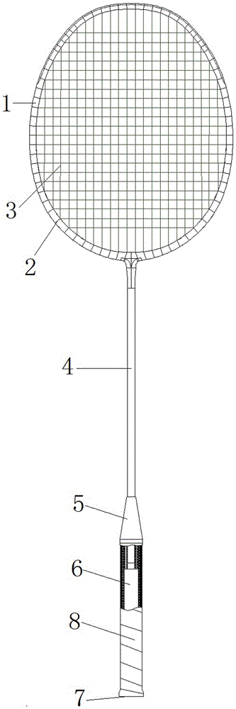 Battledore handle and manufacturing method thereof
