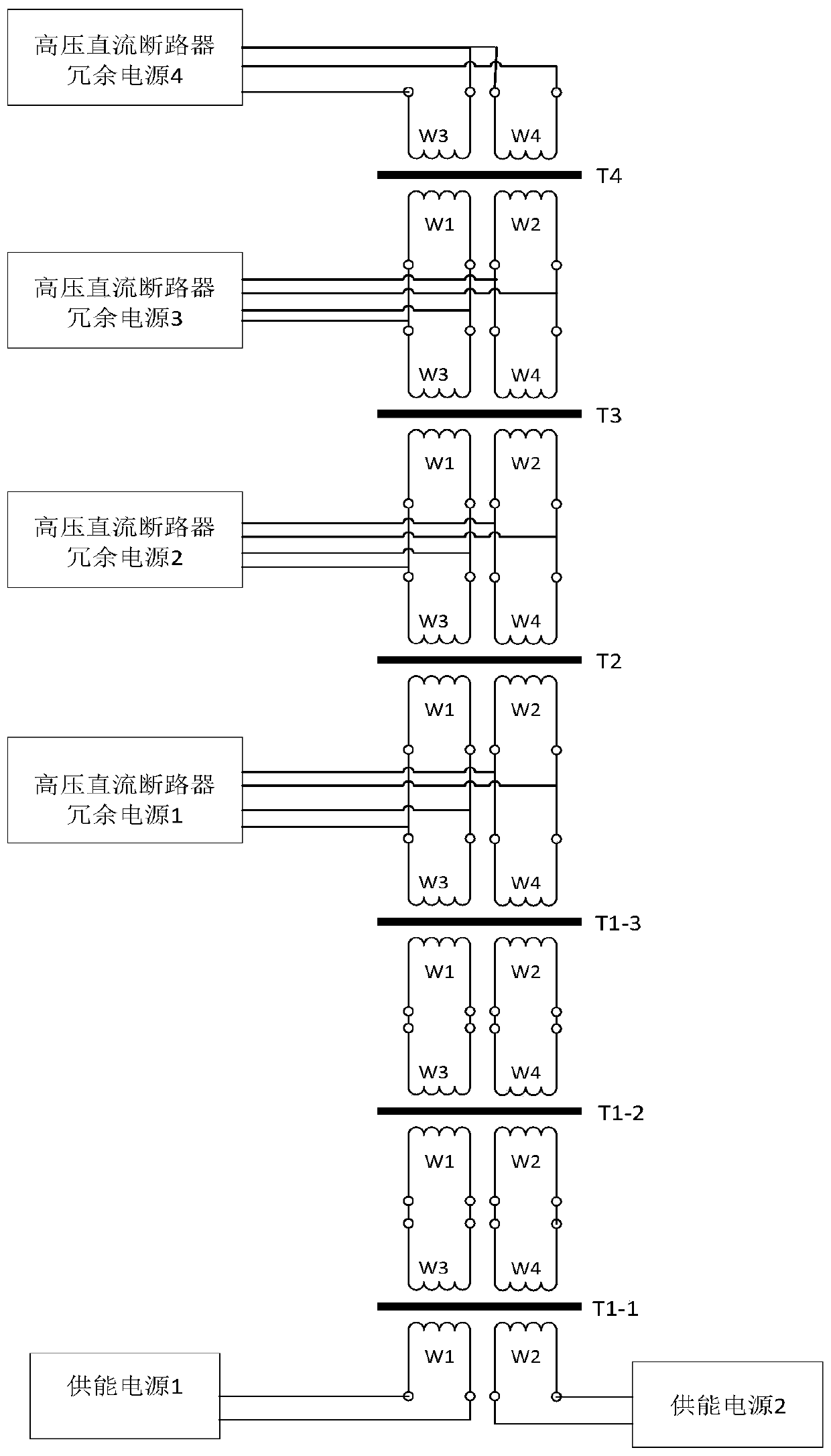 A high-voltage direct current circuit breaker and its energy supply device