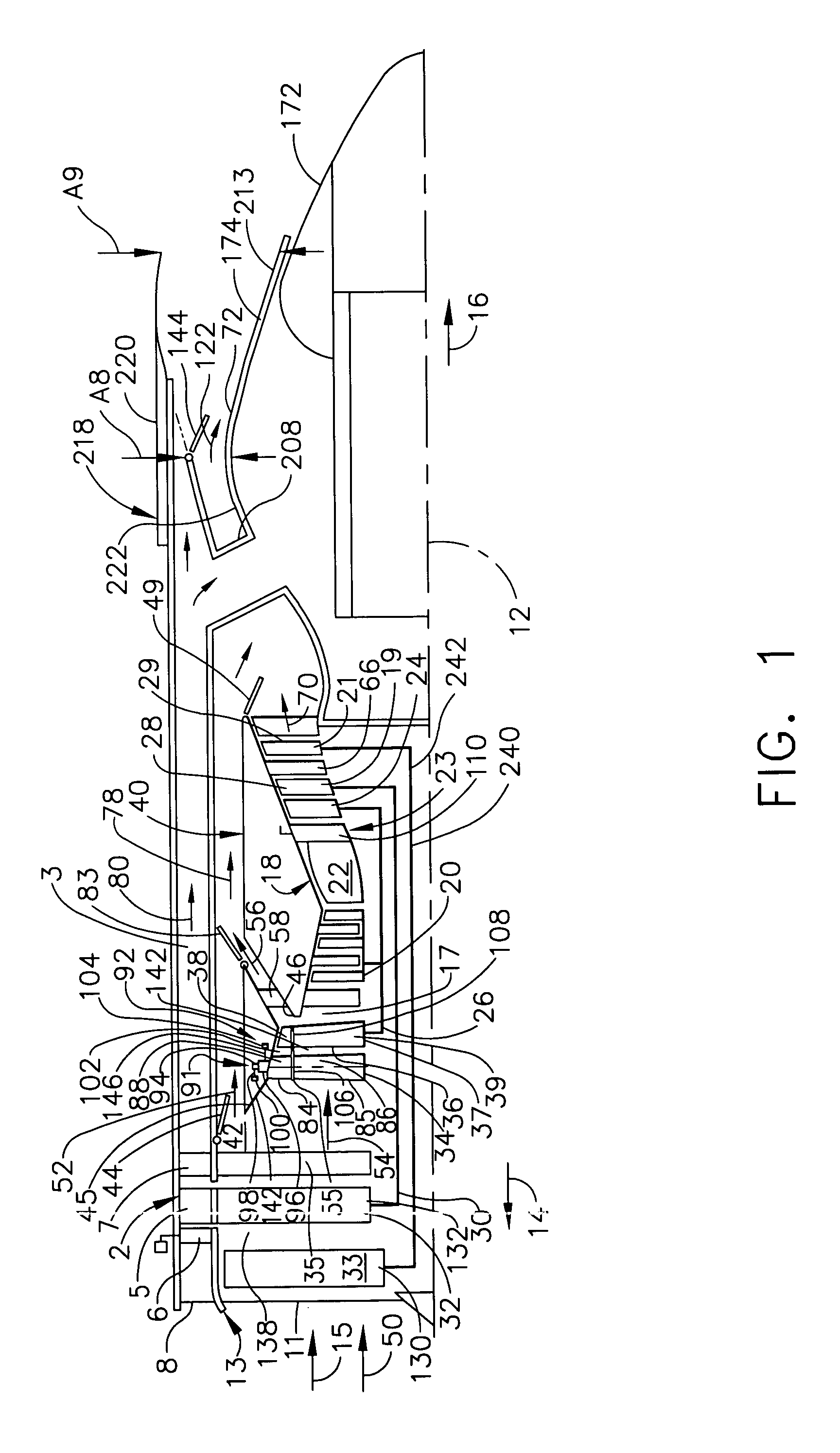 FLADE gas turbine engine with counter-rotatable fans