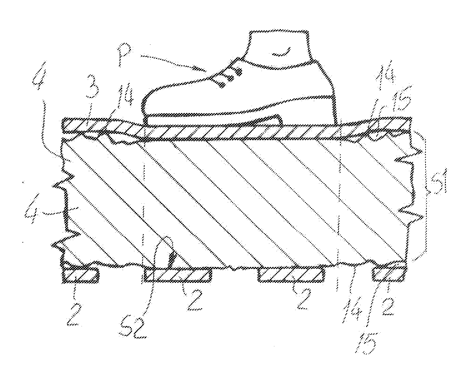 Substrate for a sensitive floor and method for displaying loads on one substrate