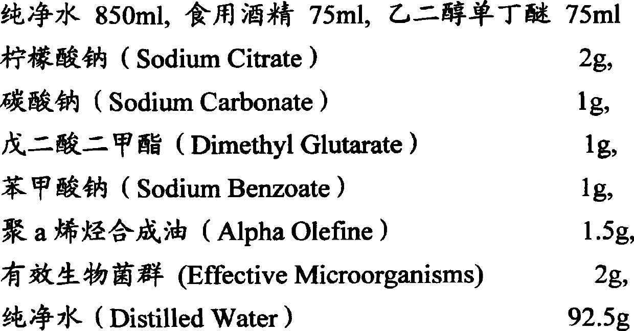 Special cleaning agent for airplane enclosure and preparation method thereof