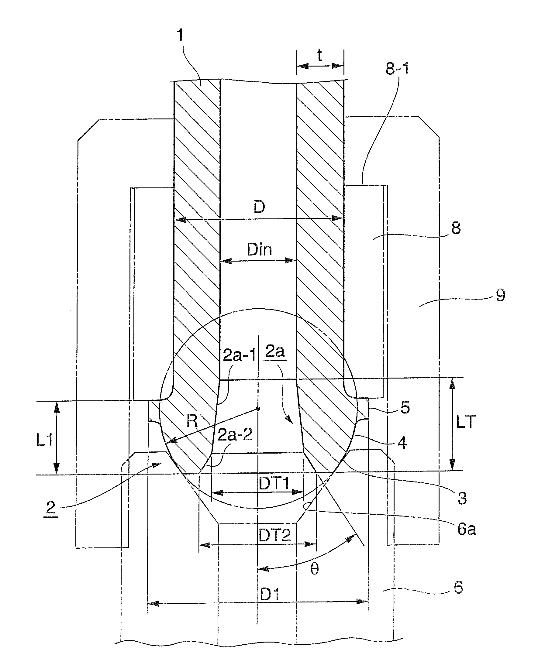 Connection head structure of high pressure fuel injection tube
