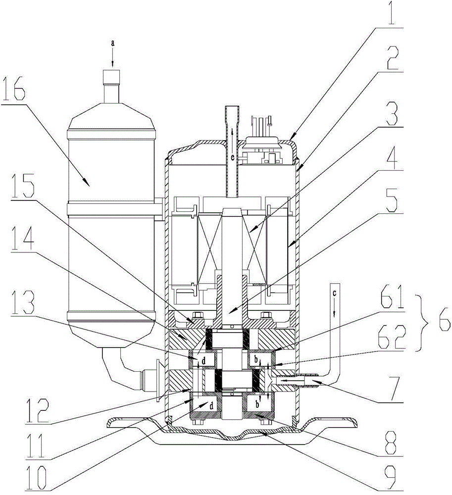 Two-stage enthalpy-increasing rotor compressor and air conditioner