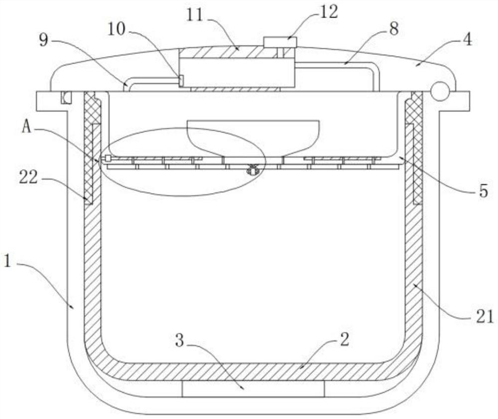 An electric rice cooker for reheating with overflow prevention