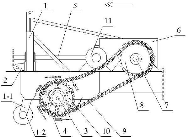 Rotary-cutting, straw-crushing and stubble-cleaning machine and stubble cleaning tool assembly used with same