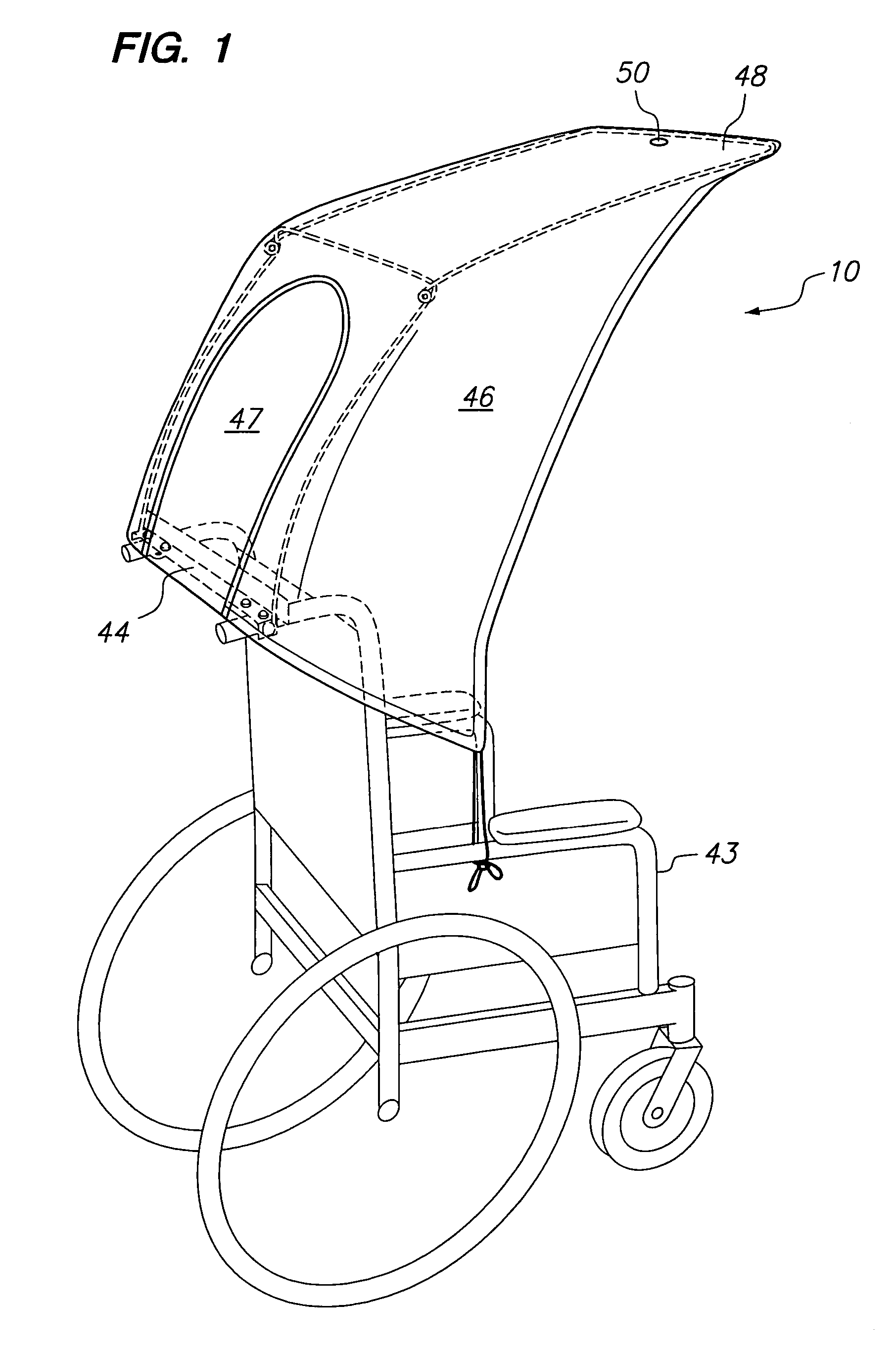 Foldable cover for the overhead protection of an occupant of a wheelchair or other wheeled vehicle