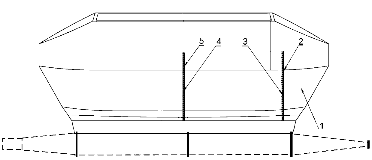 Ventilating anti-drag support column structure for supercavity surface vehicle