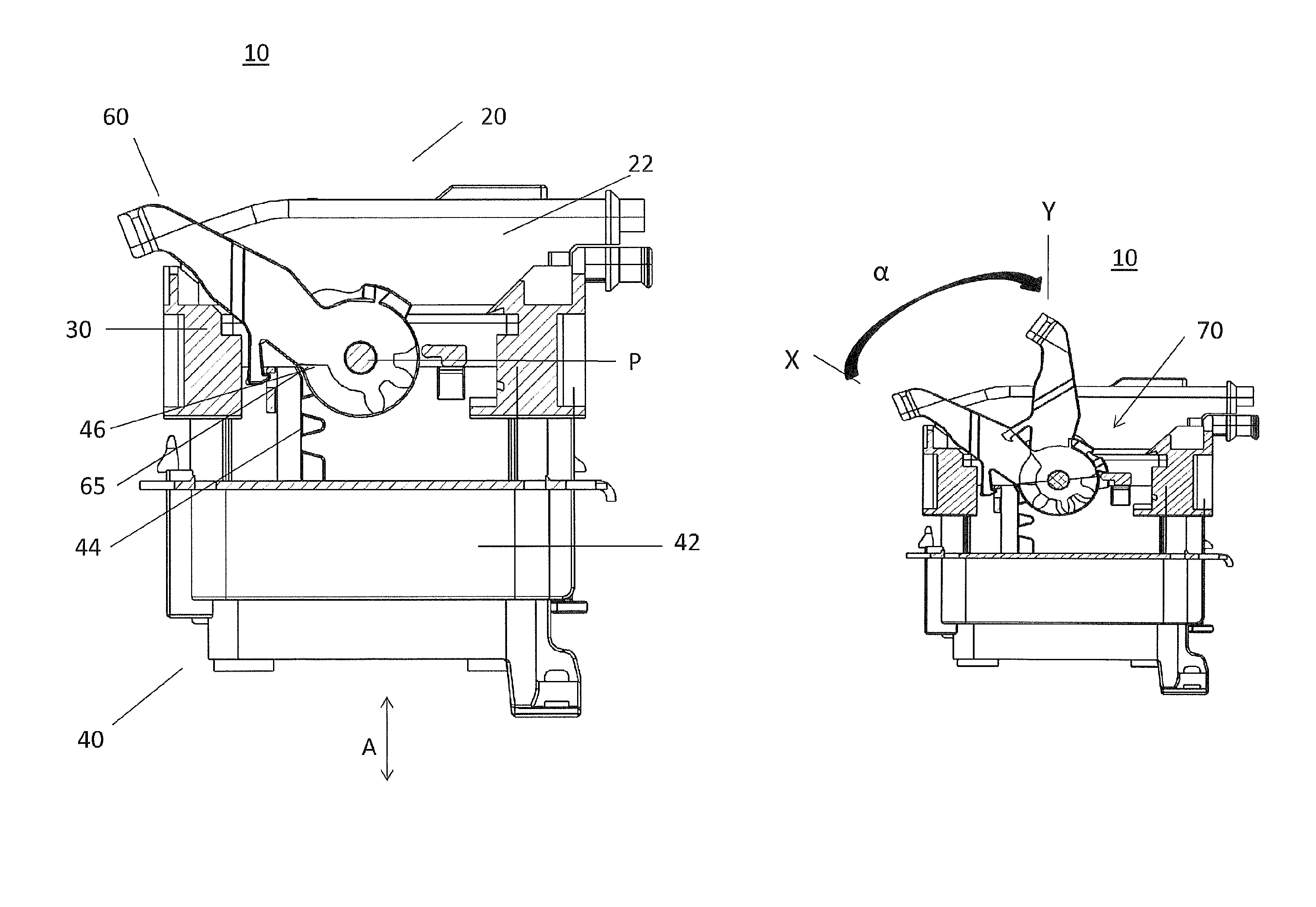 Connector having a housing with a first tooth system actuated by a second tooth system on a lever
