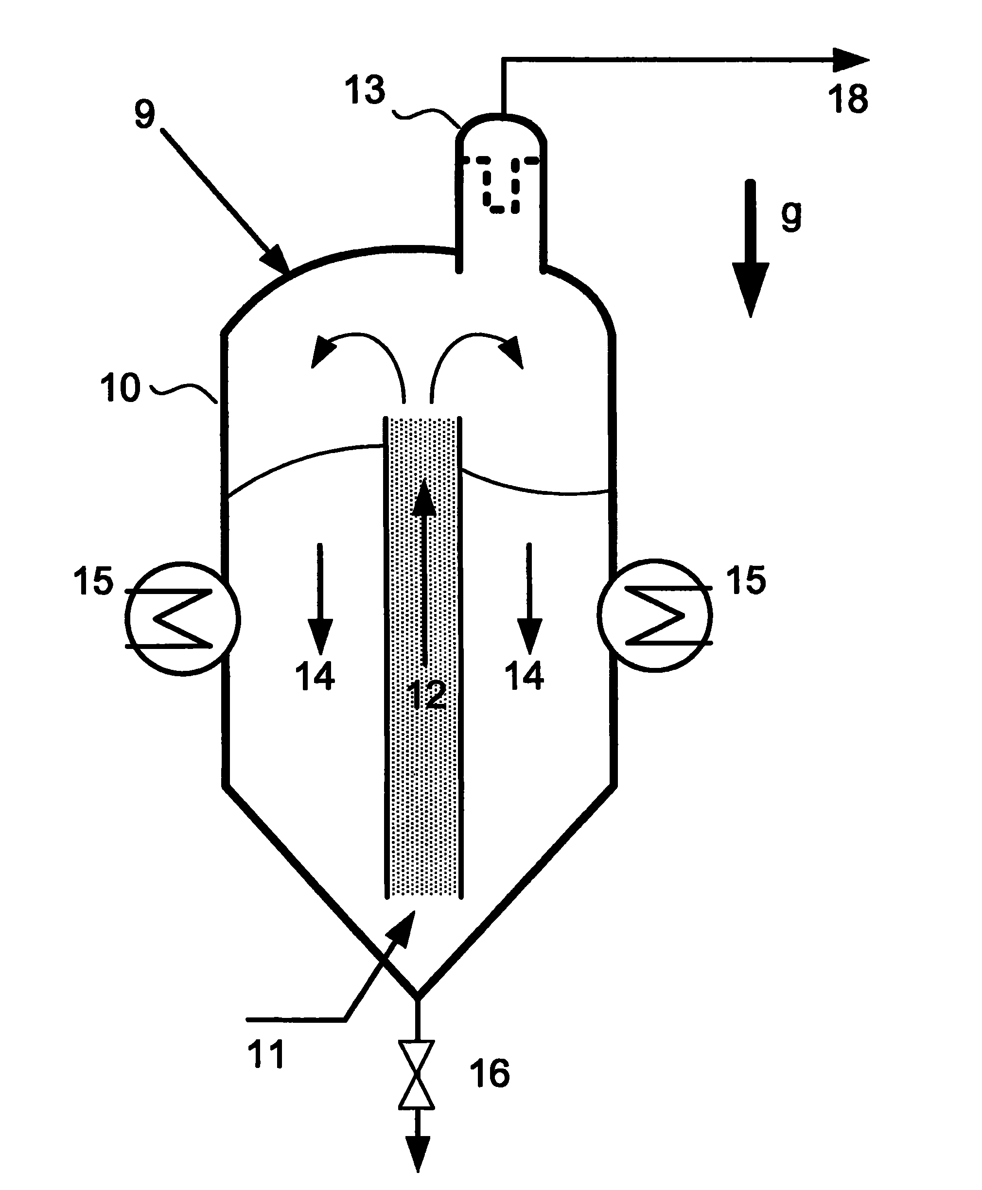 Device and method for the degassing of dusts