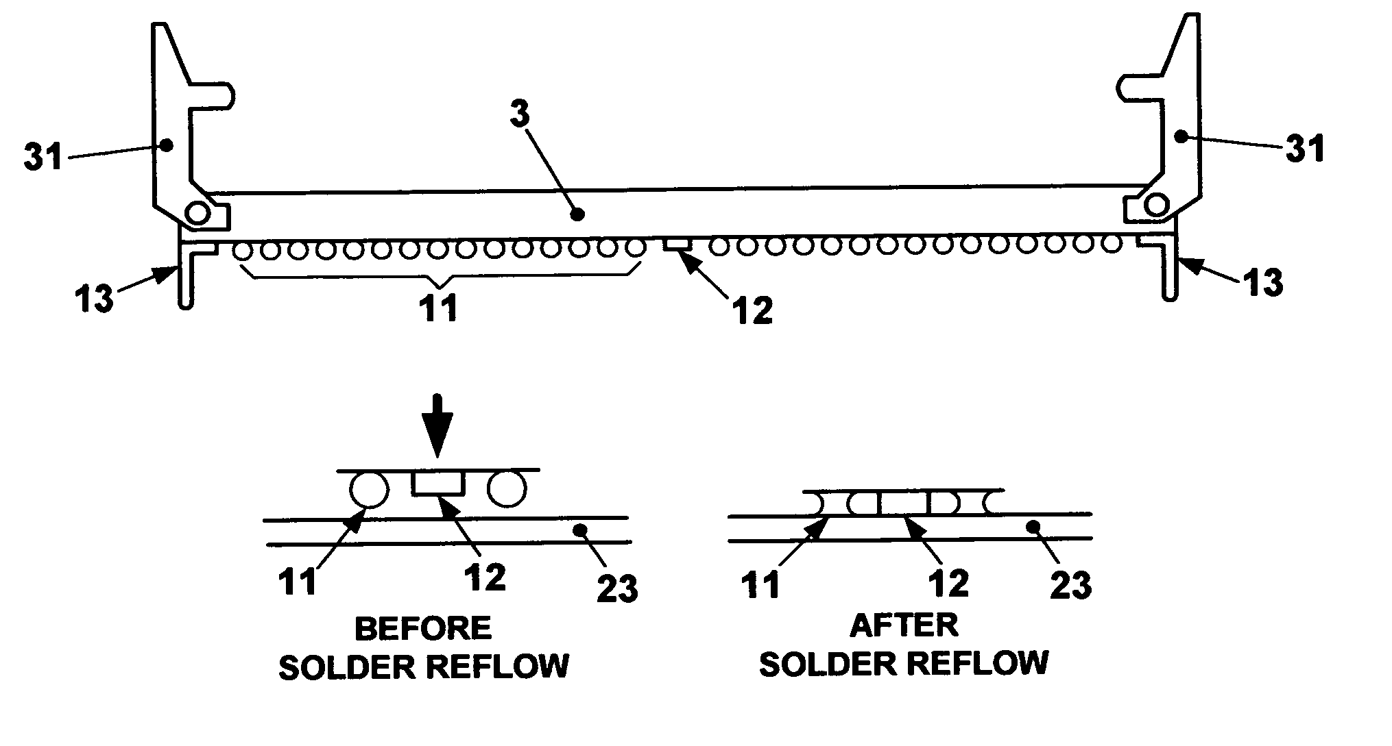 Edge card connector having solder balls and related methods