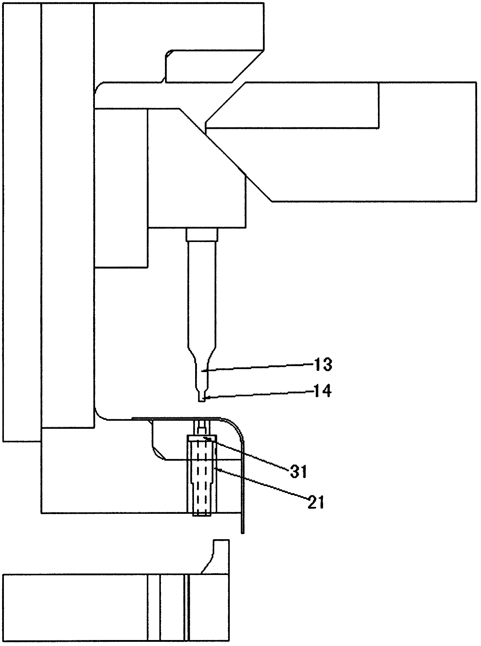 Anti-sticking material device with hole-punching and hole-flanging functions