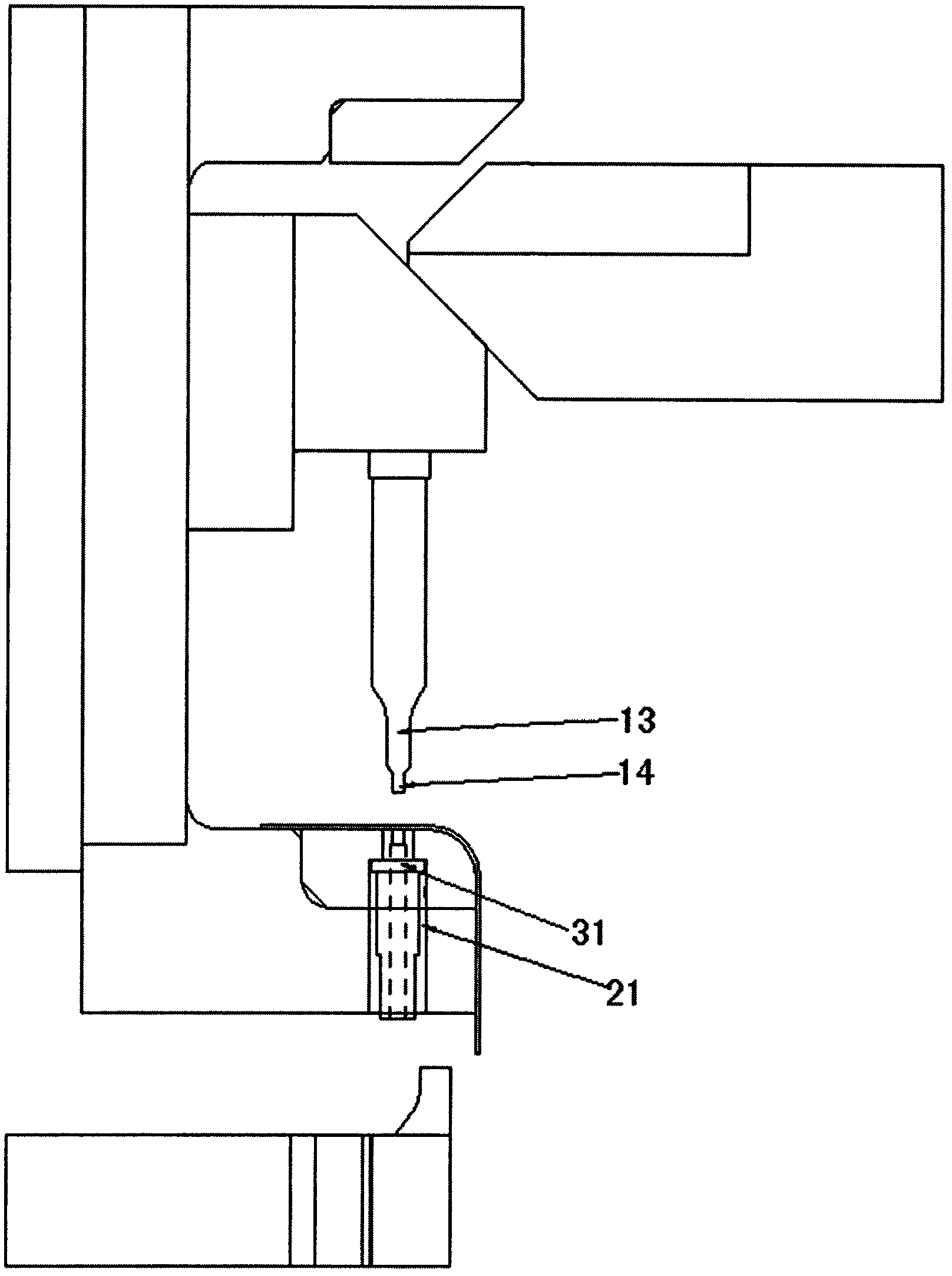 Anti-sticking material device with hole-punching and hole-flanging functions