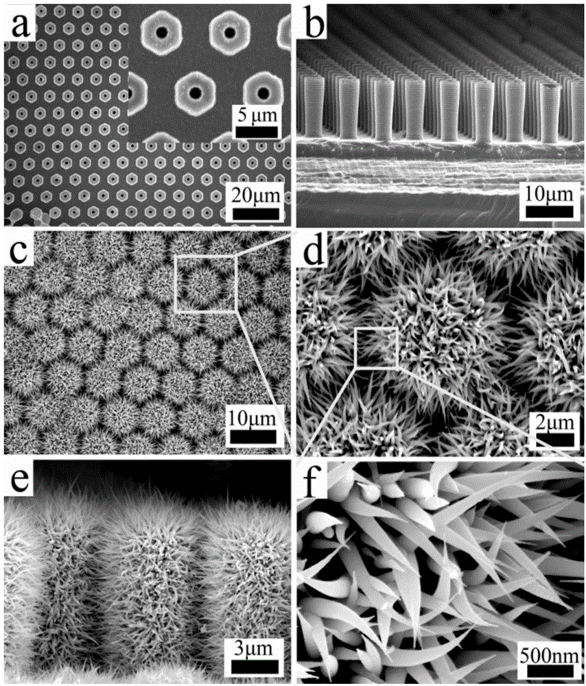 Silver-germanium-silicon heterogeneous hierarchical structure array, and preparation method and application of array