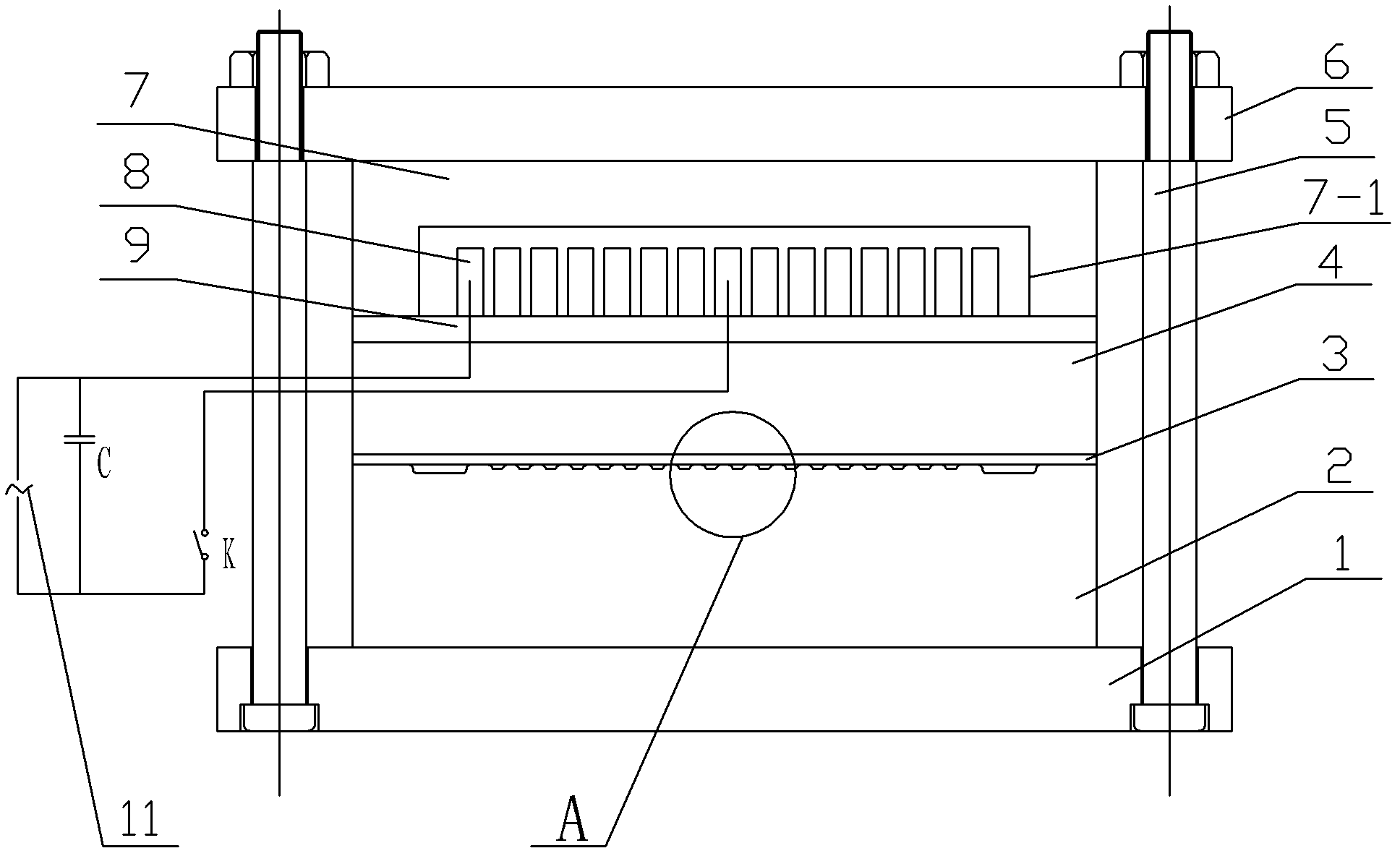 Forming method of electromagnetic driving flexible-mould for fuel cell metal bipolar plate