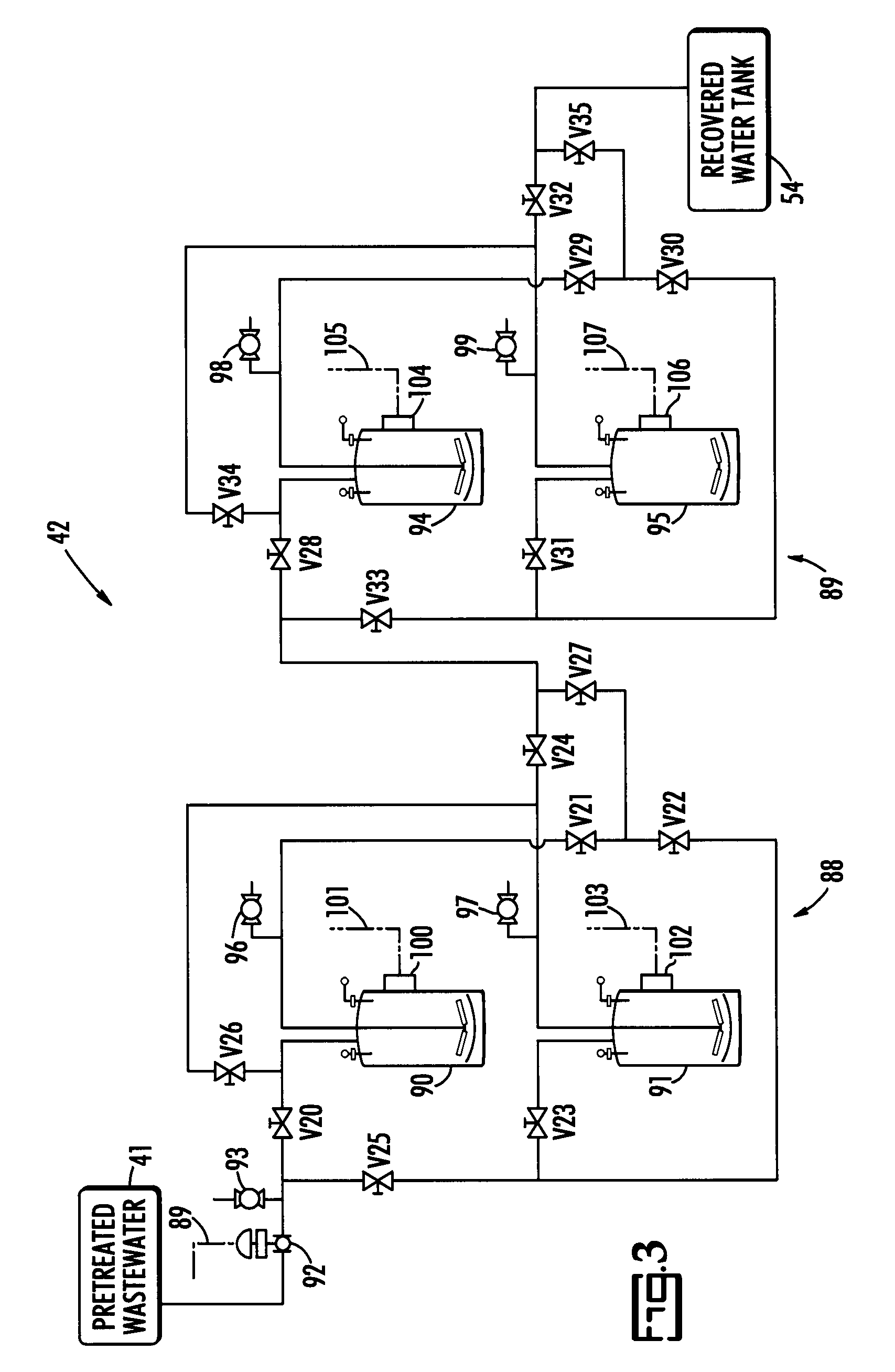 Process for treating radioactive waste water to prevent overloading demineralizer systems