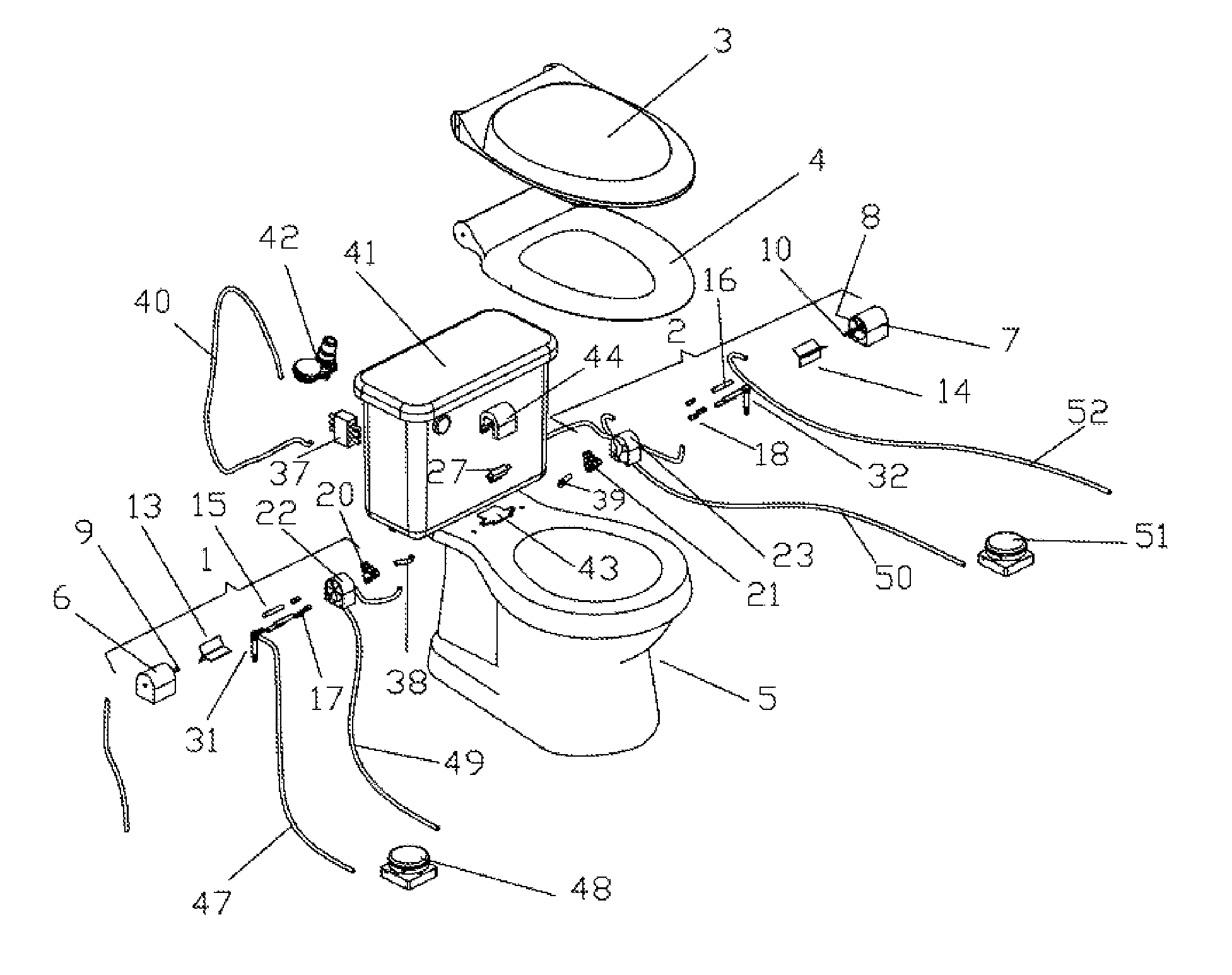 Hydraulic atuator device for raising and lowering a seat and lid
