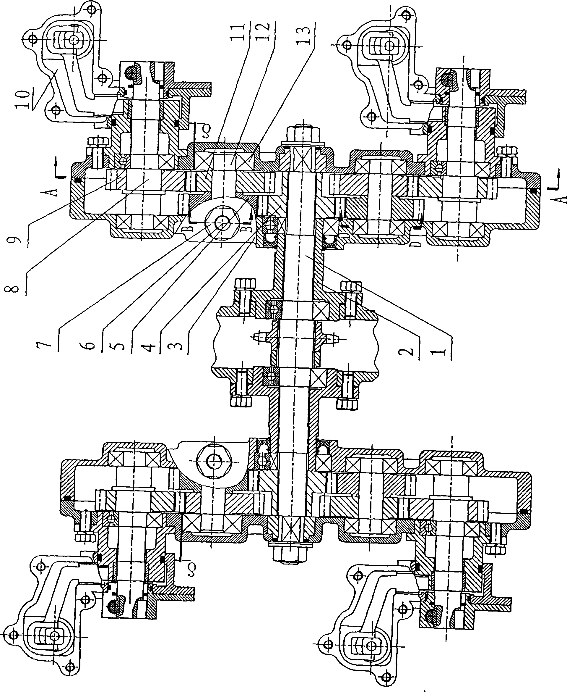 Column gear-noncircular gear drive system transplanting mechanism capable of eliminating pitch play