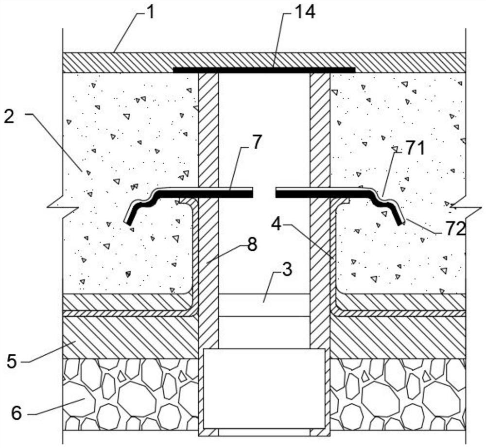 Waterproof structure for thin part at junction of steel latticed column and foundation slab and treatment method